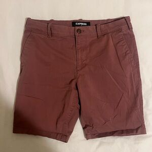 Express Men's Maroon Flat Front Shorts